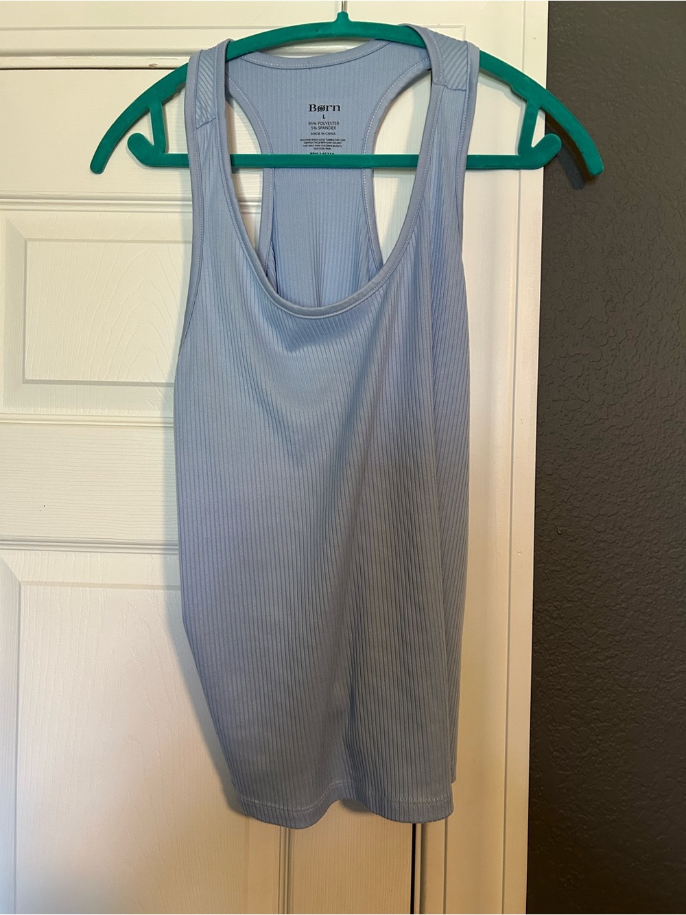 Born Sky Blue Ribbed Racerback Tank Top